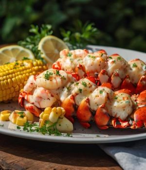 imgi_116_freshly-cooked-lobster-tail-with-sweet-corn-and-lemon-garnish-on-a-rustic-wooden-table-in-natural-light-photo
